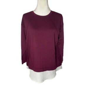 Women's Simply Vera Burgundy and White Top - Size Medium